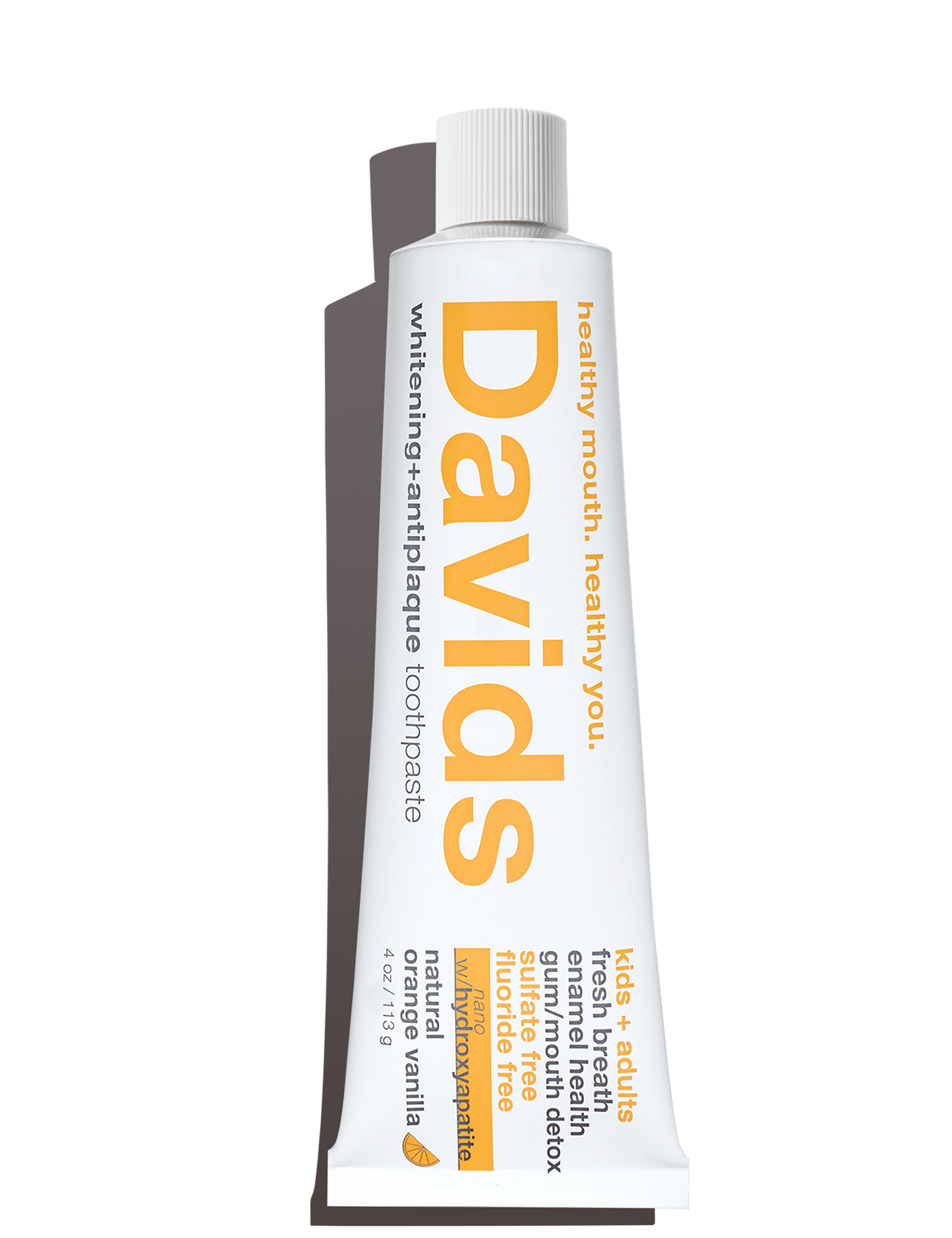 Davids kids + adults nano-hydroxyapatite premium toothpaste / orange vanilla