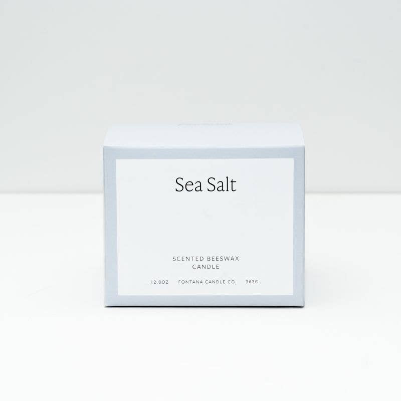 Sea Salt Essential Oil Beeswax 3 Wick Candle: Non-Toxic