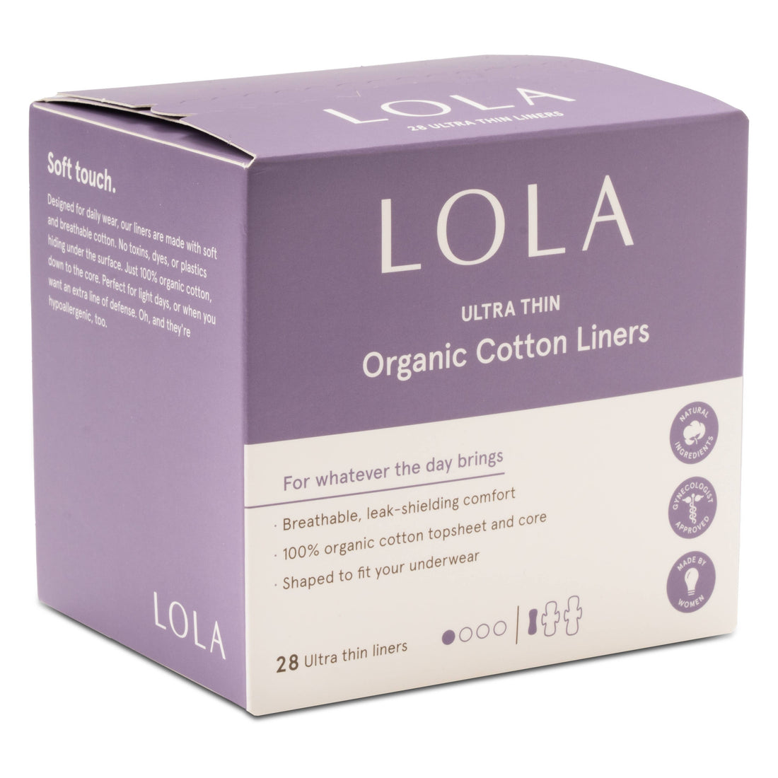 28Ct Ultra Thin Liners front packaging view organic cotton