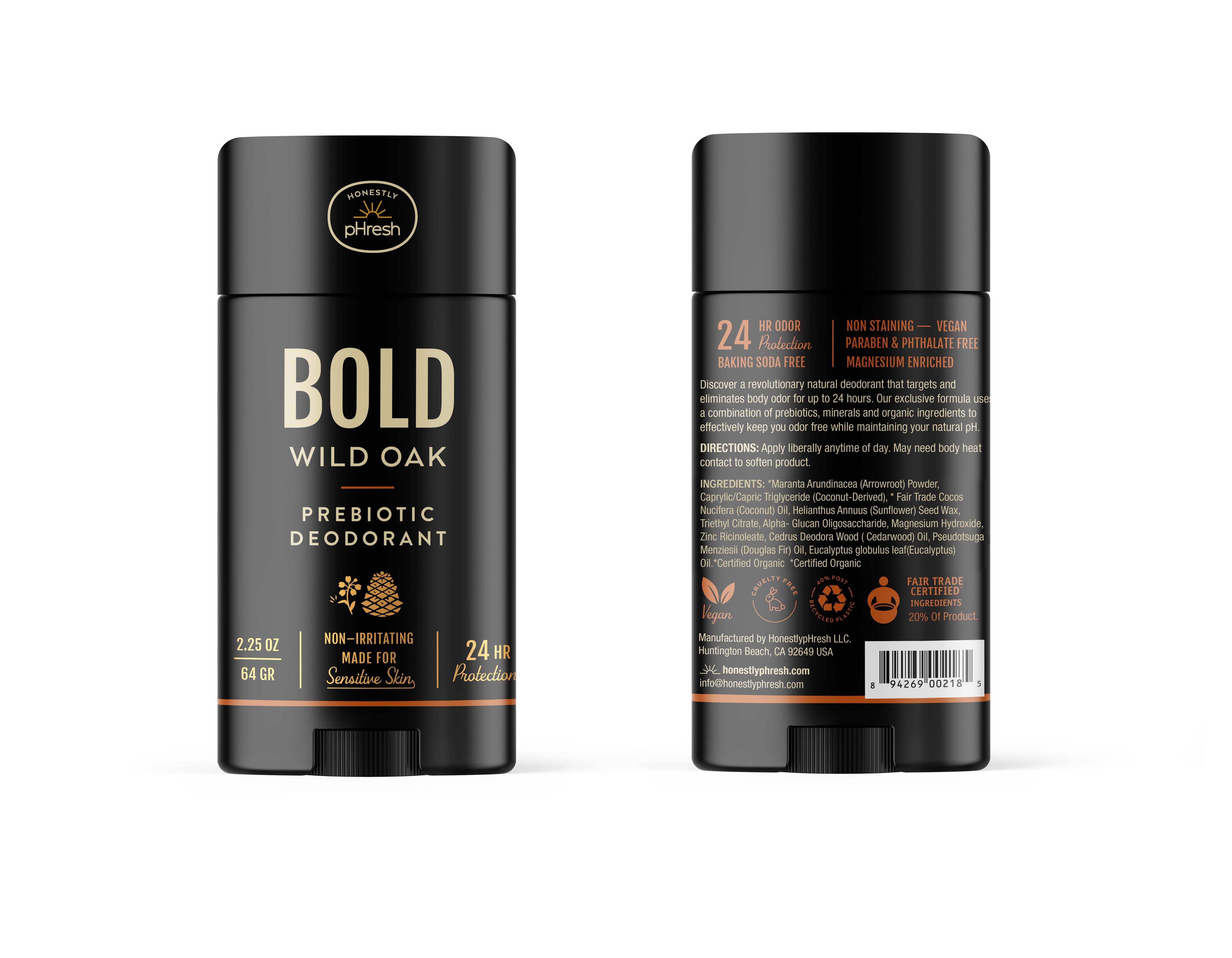 Bold Wild Oak Deodorant front product view natural formula