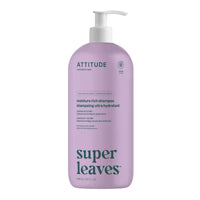 Super Leaves Shampoo ingredient detail shot - plant-based sulfate-free formula with botanical extracts