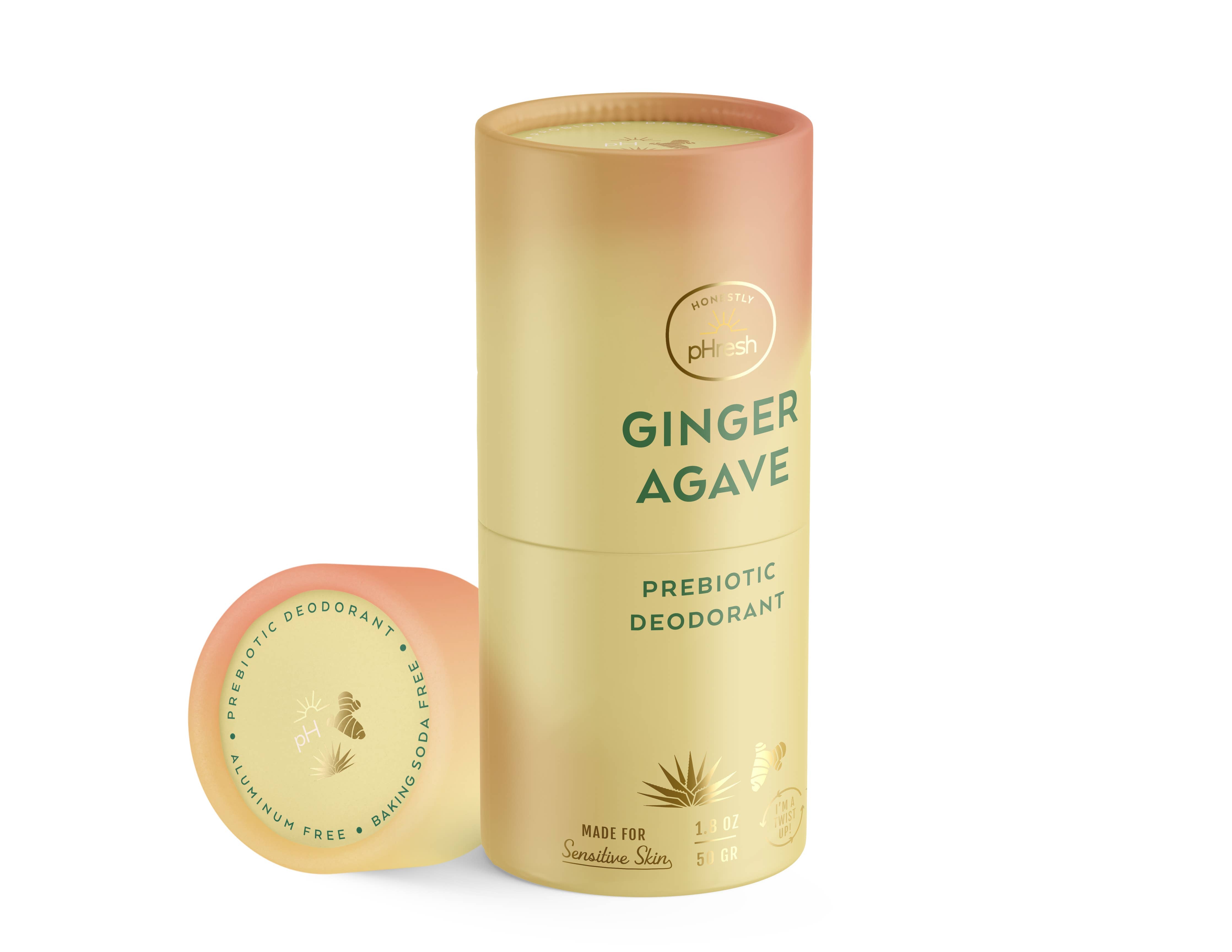Ginger Agave Paper Twist Up Deodorant front product view plastic-free