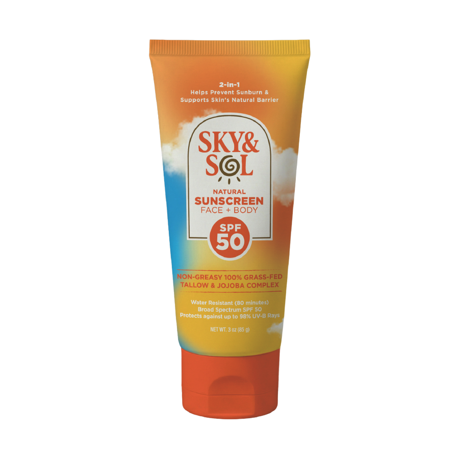 Natural Sunscreen Face and Body SPF 50 front tube packaging