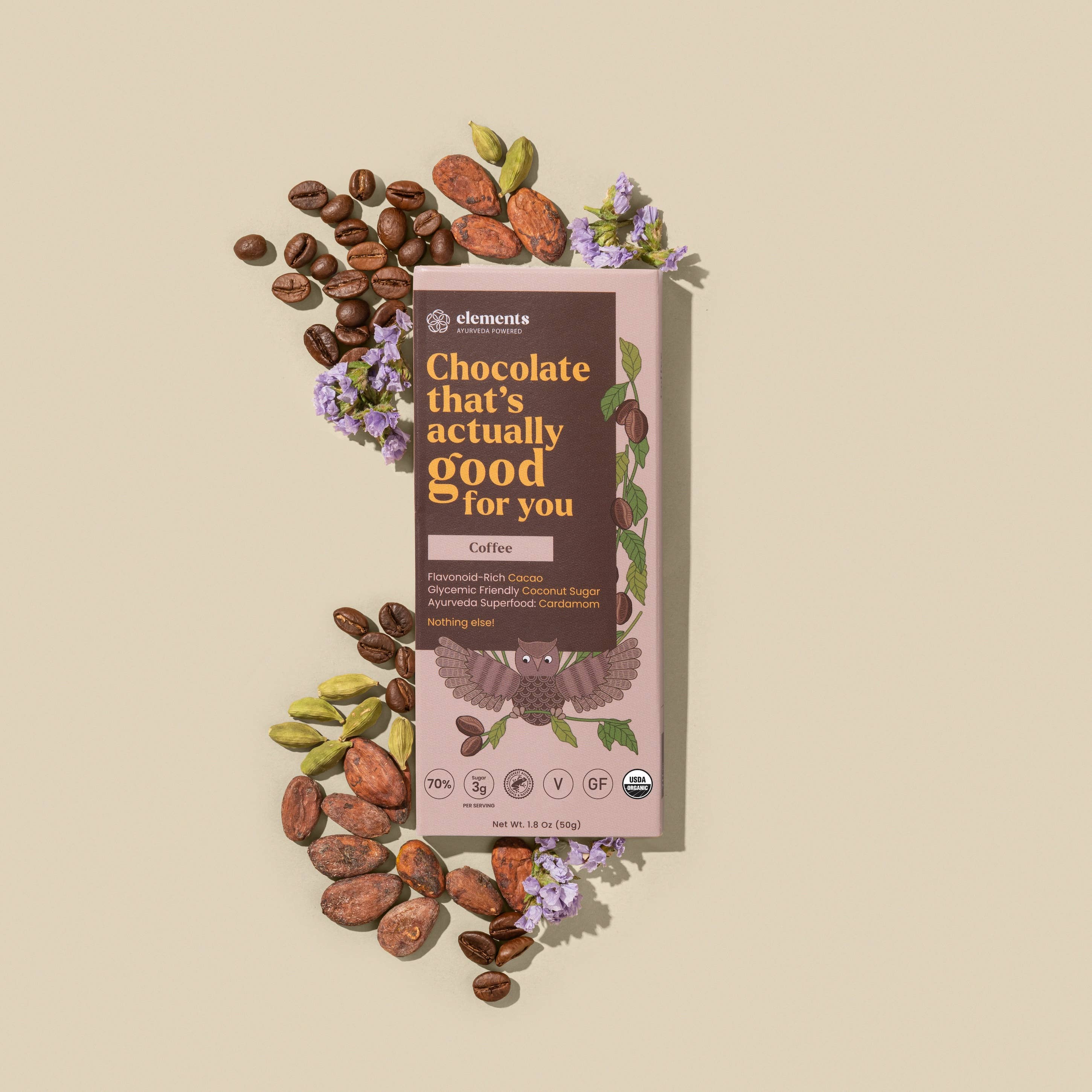 Filter Coffee 70% Dark Chocolate Bar front wrapper packaging