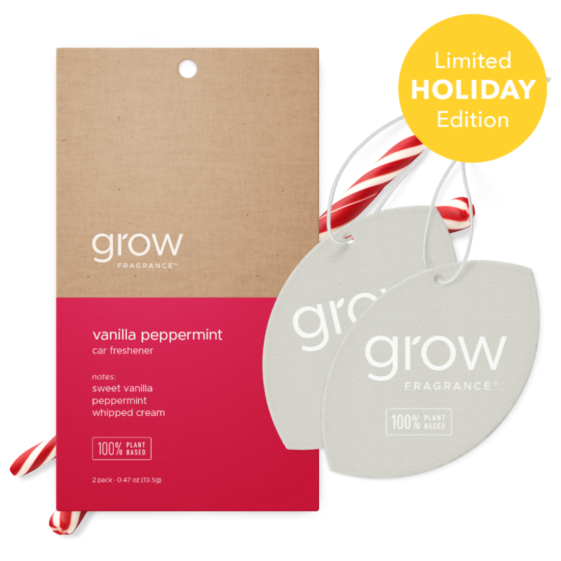 Vanilla Peppermint Car Freshener product front view, natural car air freshener
