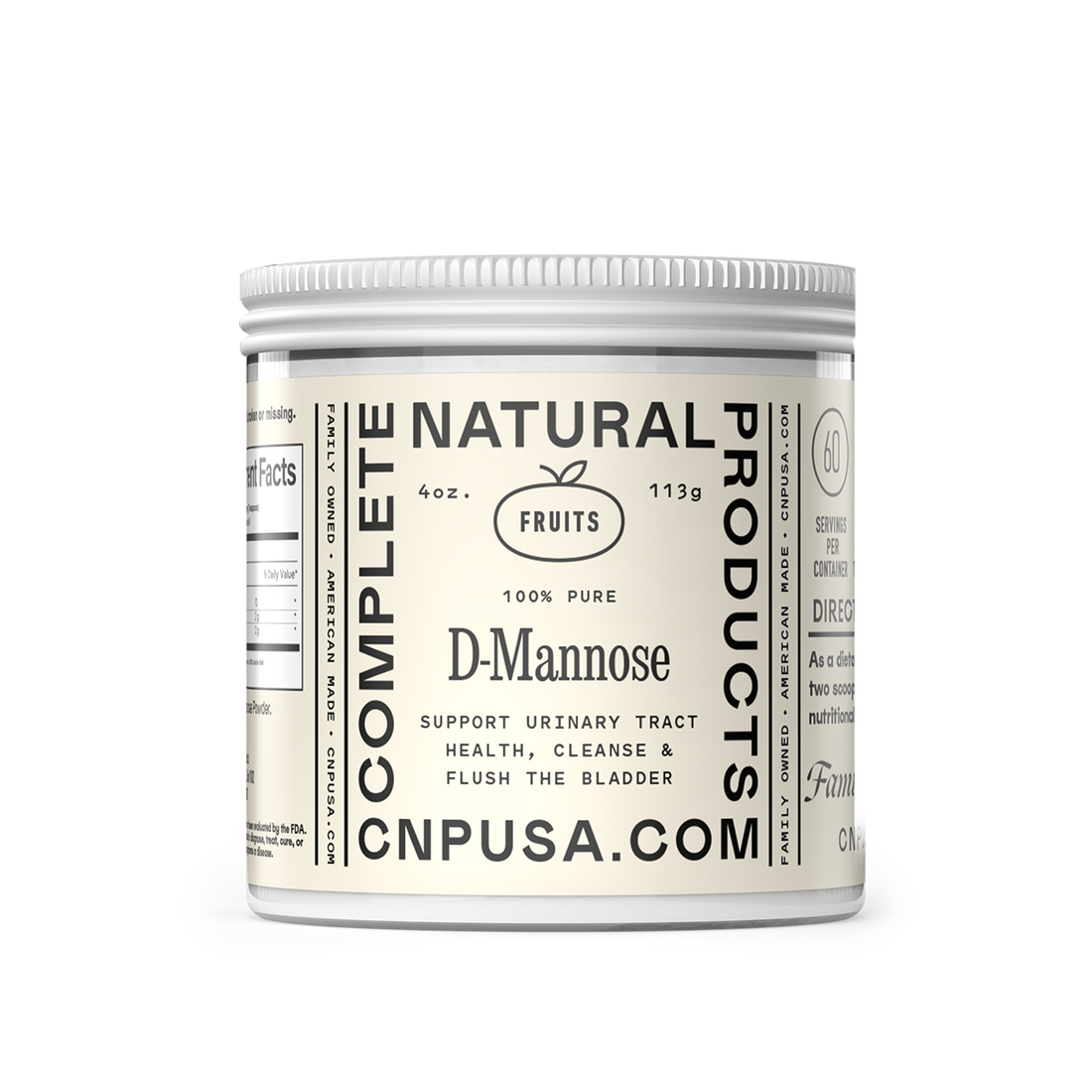 D-Mannose Powder 4oz glass bottle front label