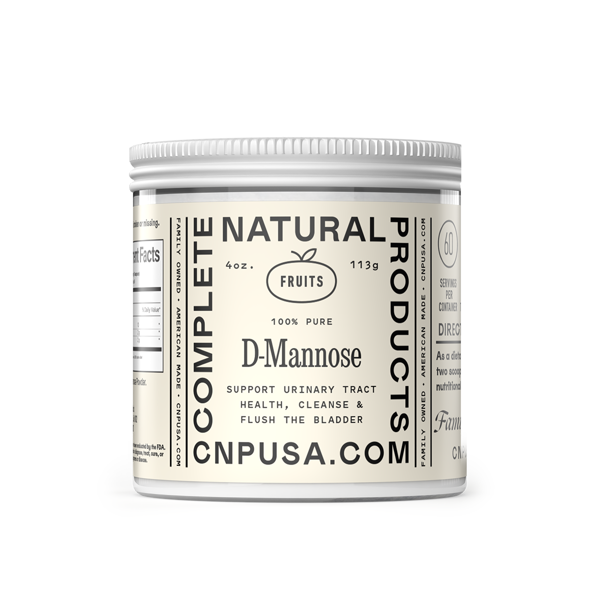 D-Mannose Powder 4oz glass bottle front label