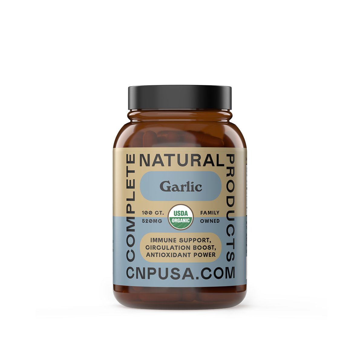 Organic Garlic Capsules 2025 front bottle label immune support supplement