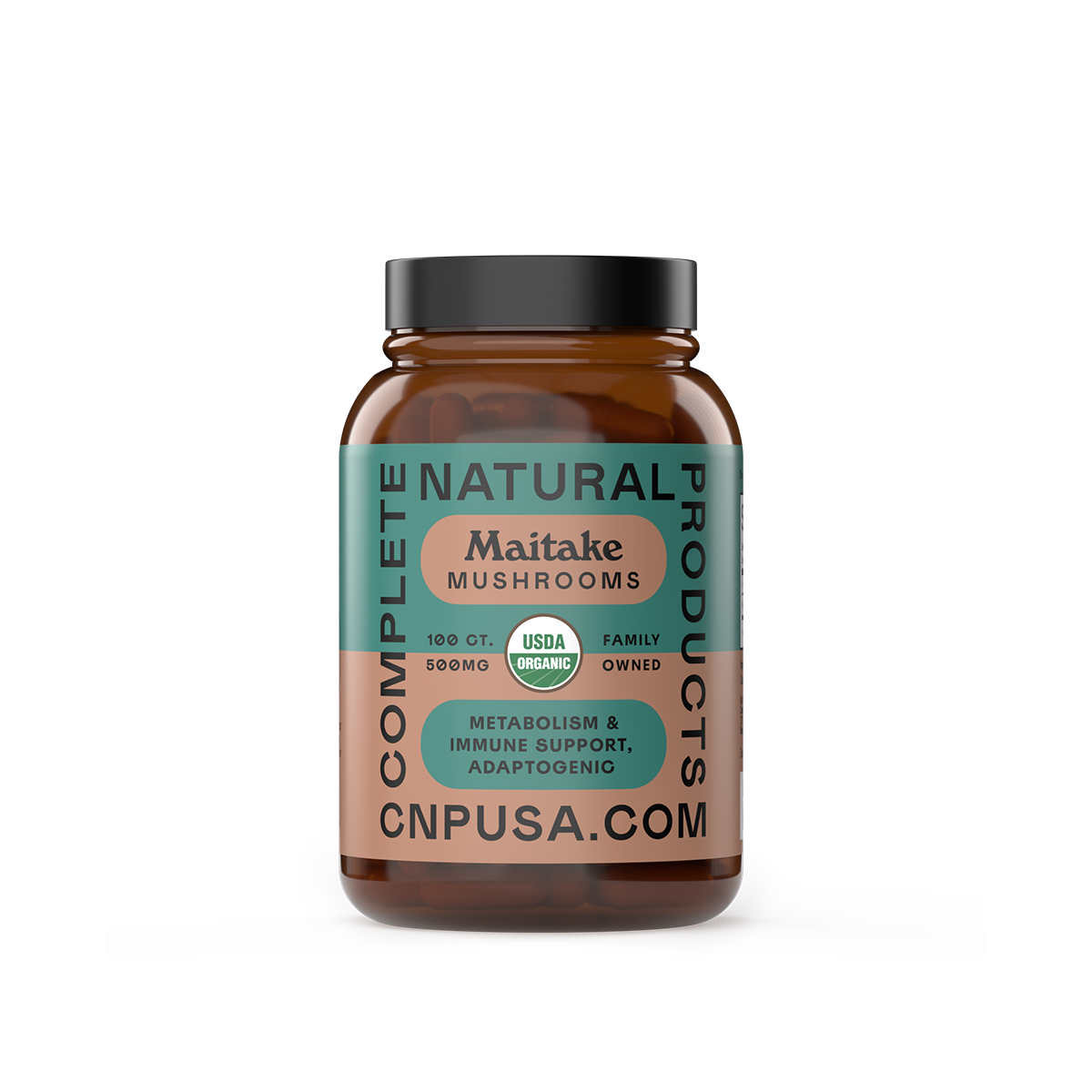 Organic Maitake Capsules 2025 front bottle label adaptogenic mushroom supplement