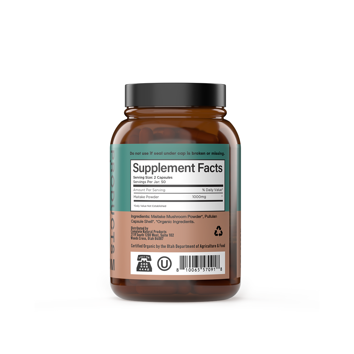 Organic Maitake Capsules supplement facts panel