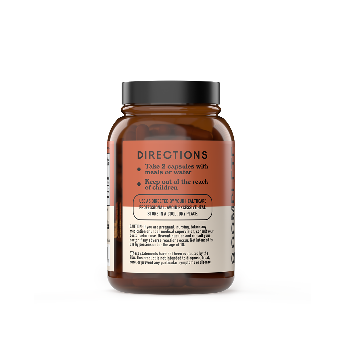 Organic Turmeric Black Pepper Capsules directions of use panel