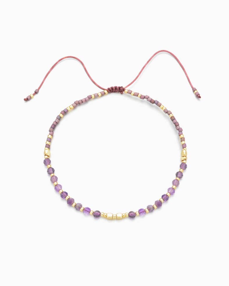 Amethyst Healing Gemstone Stacking Bracelet - Free Living Co