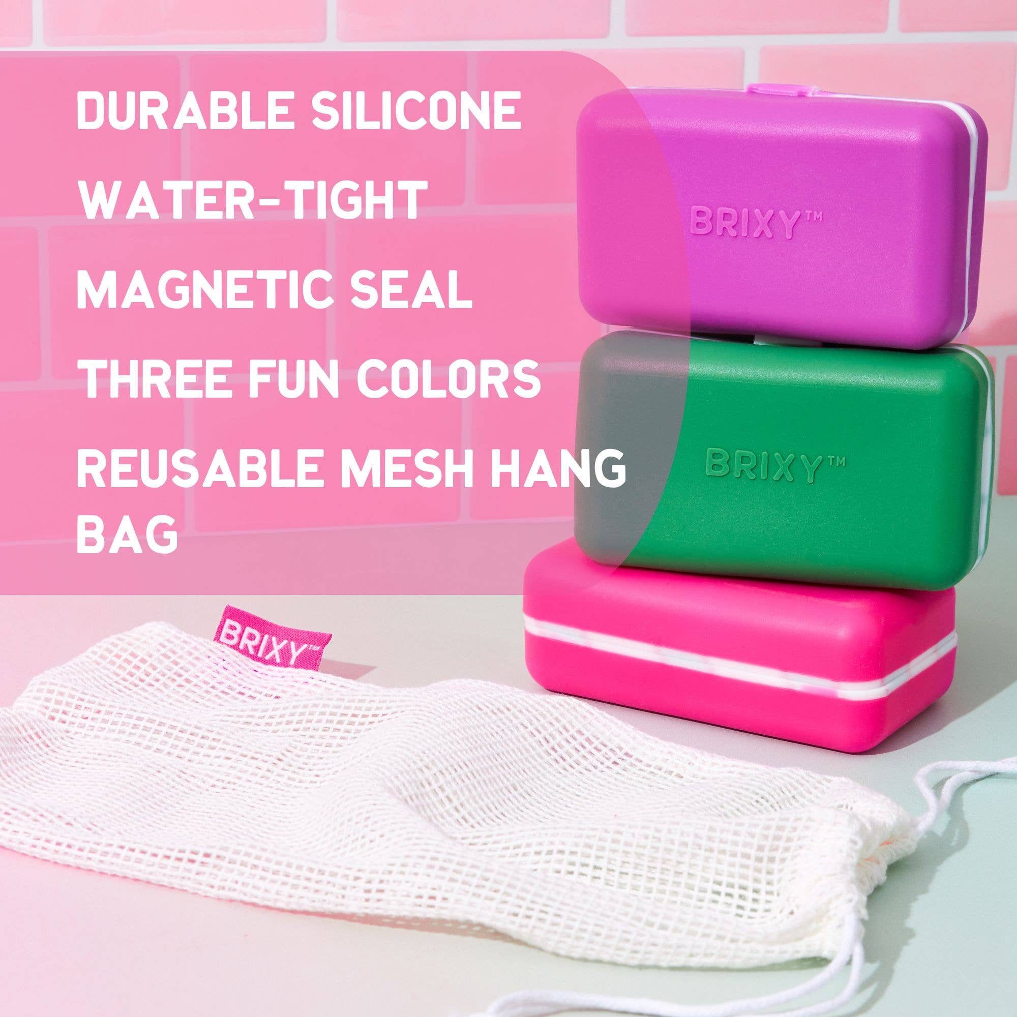 Beauty Bar Travel Case Set | 3 Containers + Cotton Mesh Bag - Free Living Co