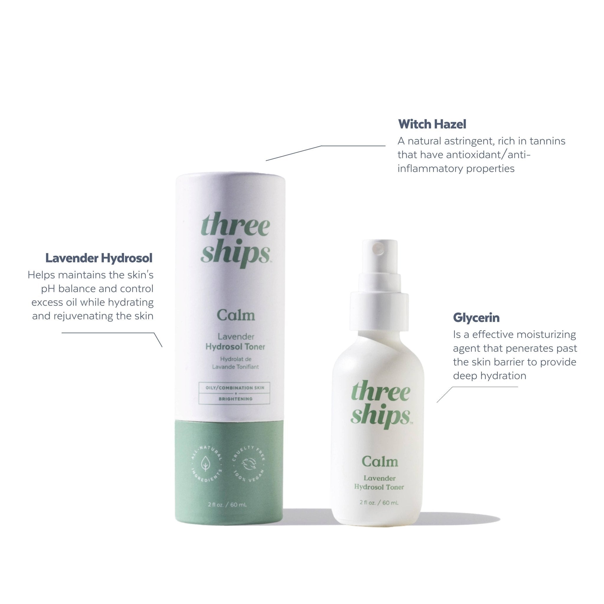 Calm Lavender Hydrosol Toner (60mL) - Free Living Co