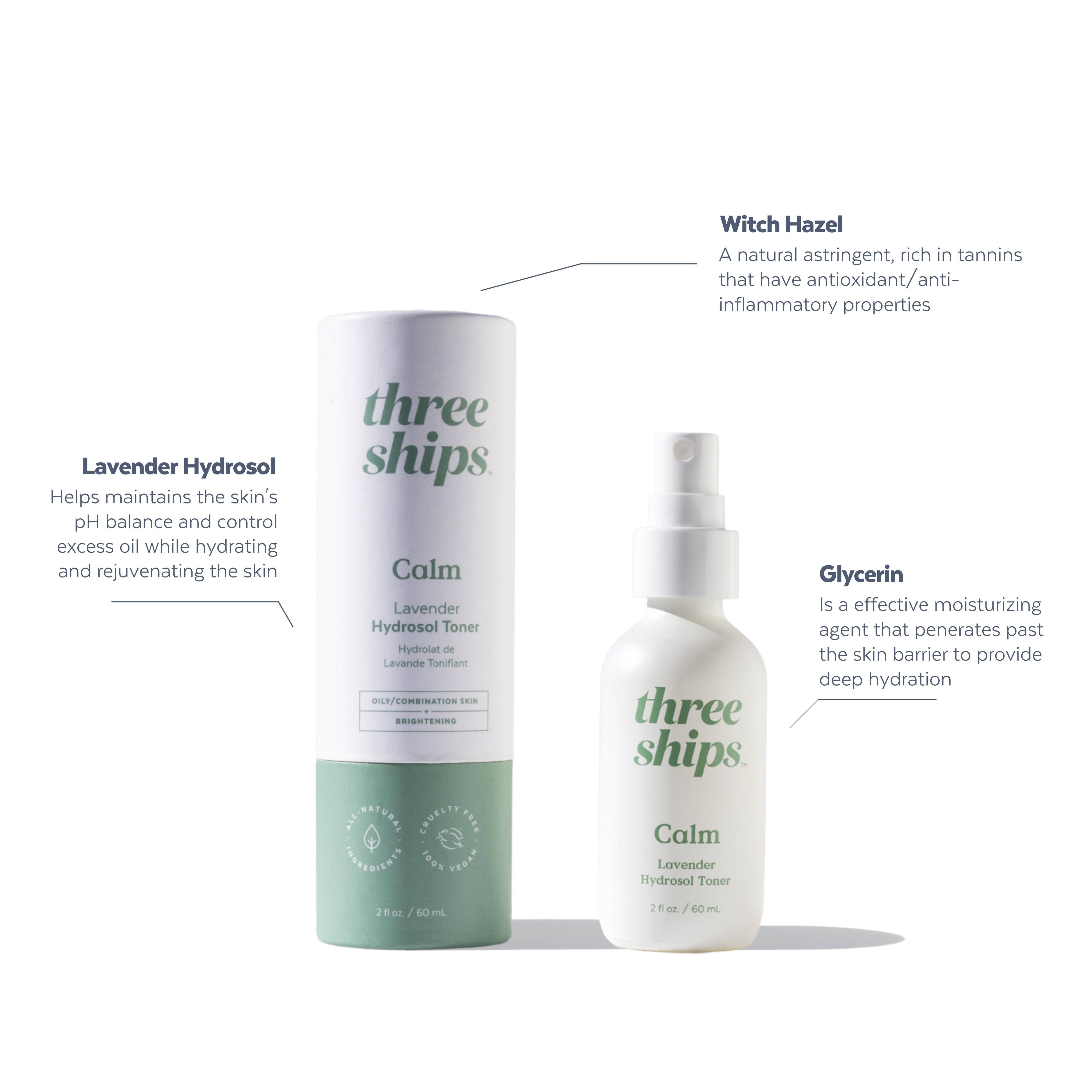 Calm Lavender Hydrosol Toner (60mL) - Free Living Co