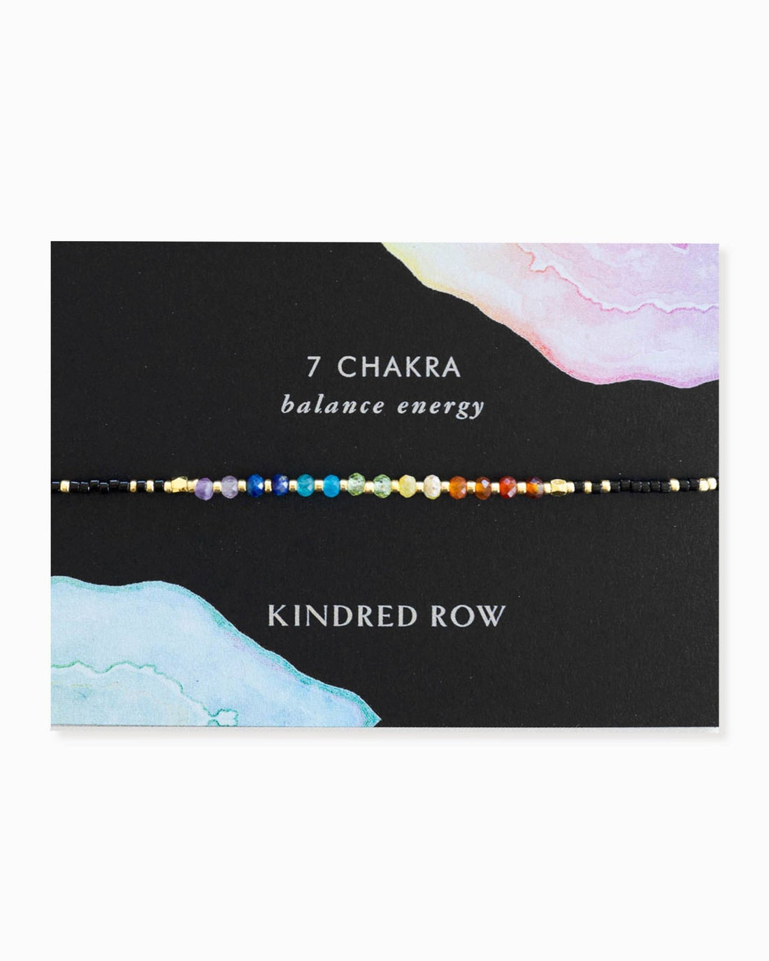 Chakra Rainbow Healing Gemstone Stacking Bracelet, Black - Free Living Co
