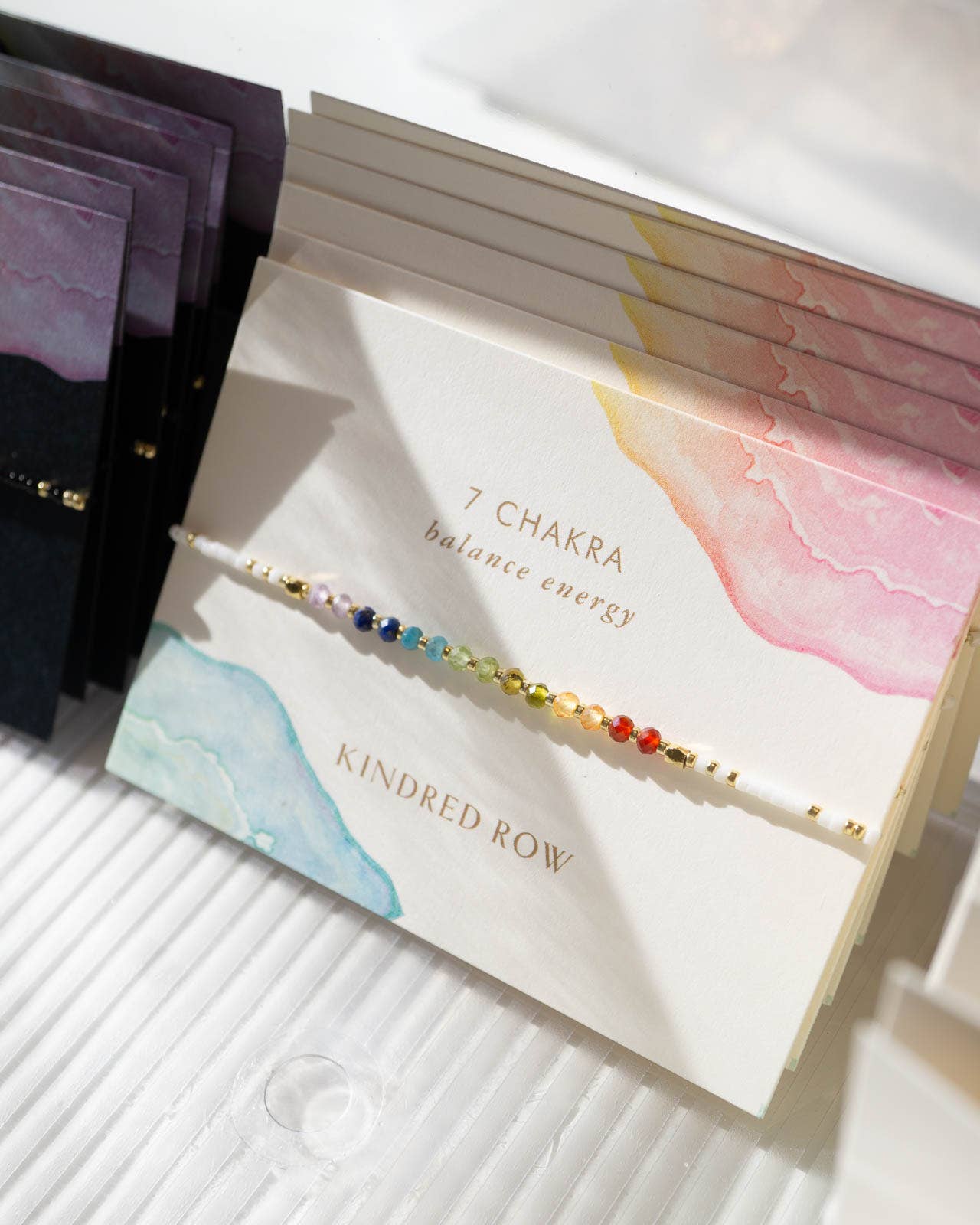 Chakra Rainbow Healing Gemstone Stacking Bracelet, White - Free Living Co