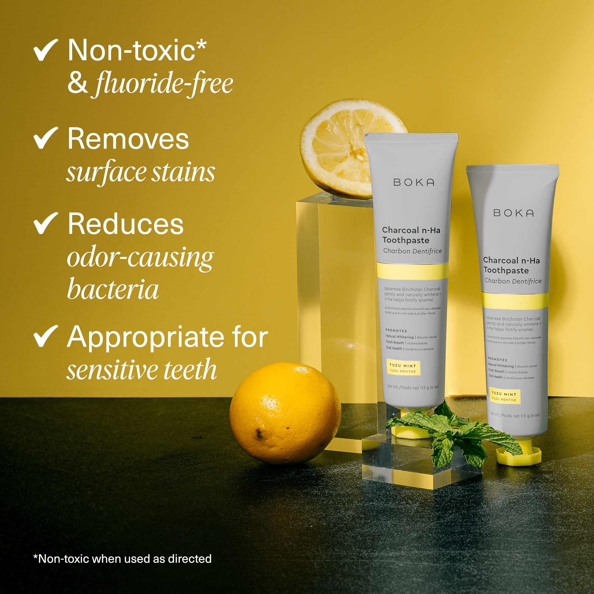 Charcoal Yuzu Mint Whitening n - Ha Toothpaste - Free Living Co