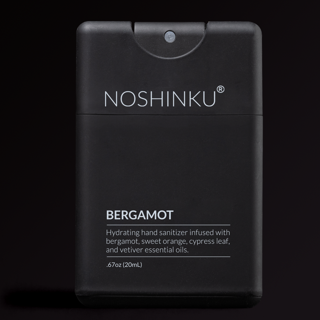 REFILLABLE Bergamot Ultra-Moisturizing Pocket Hand Sanitizer product front view, citrus bergamot sanitizer
