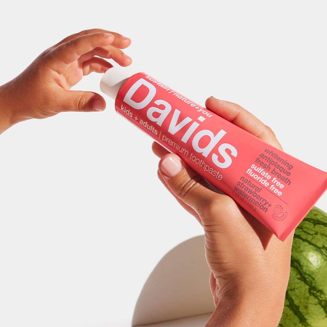 Davids kids+adults premium toothpaste/strawberry watermelon - Free Living Co