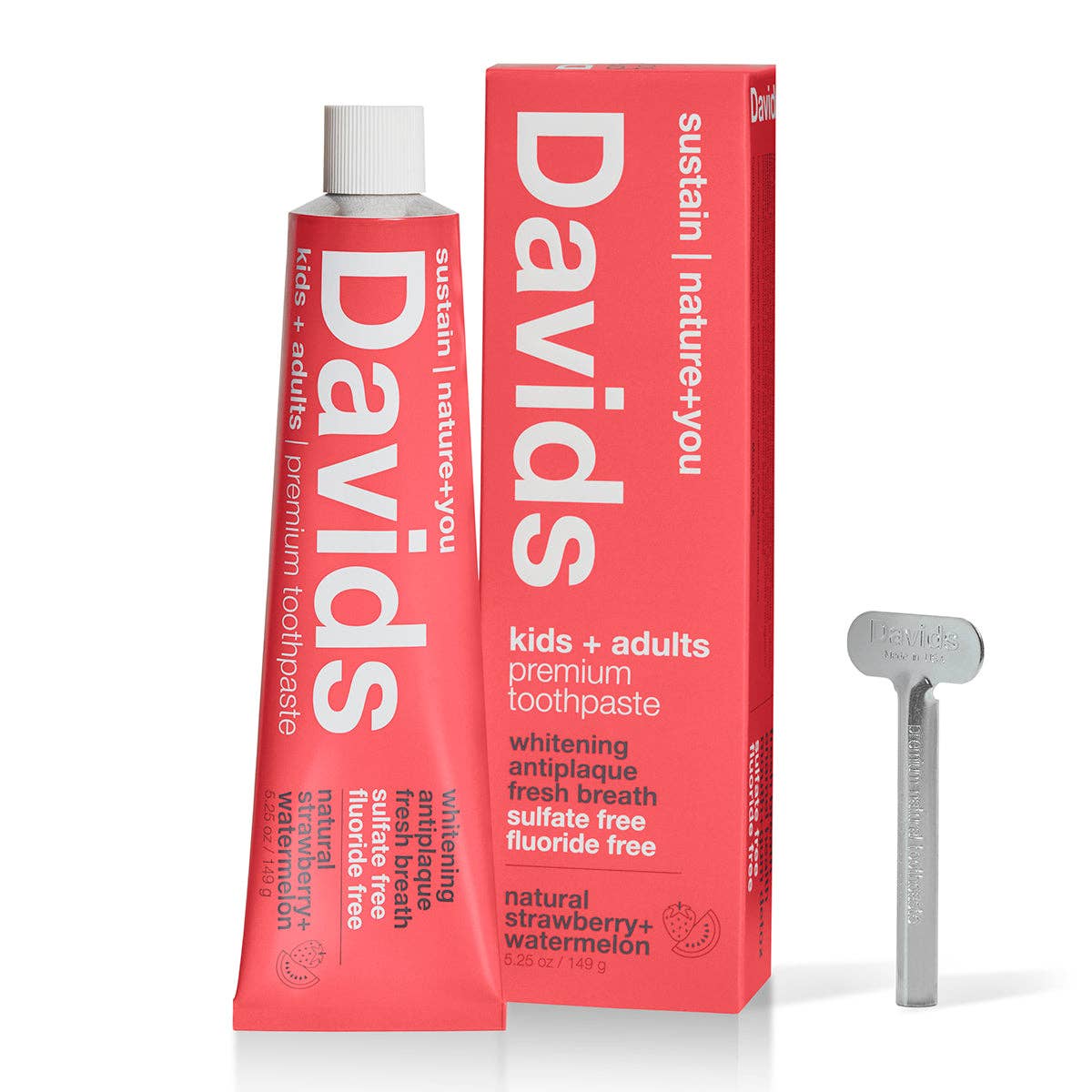 Davids kids+adults premium toothpaste/strawberry watermelon - Free Living Co