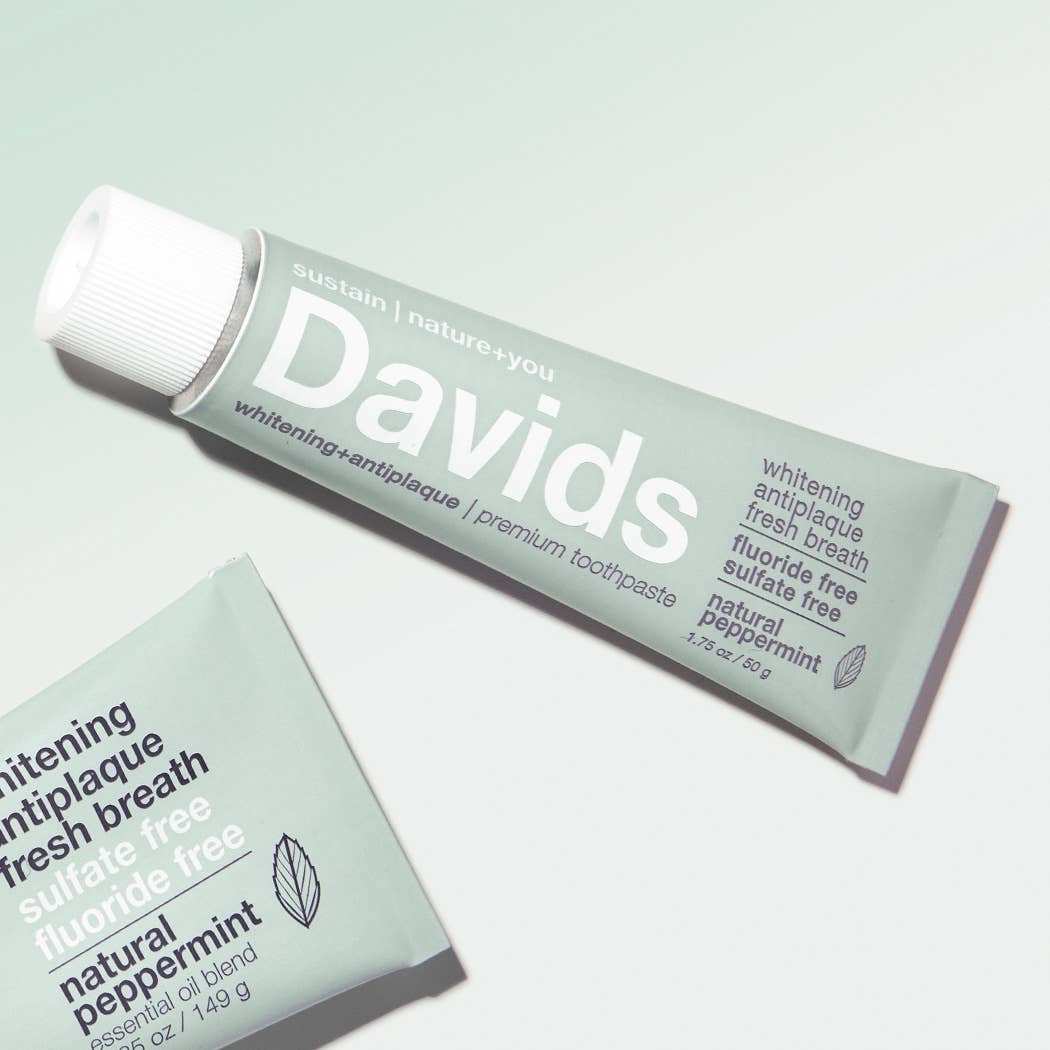 Davids travel size premium toothpaste / peppermint - Free Living Co