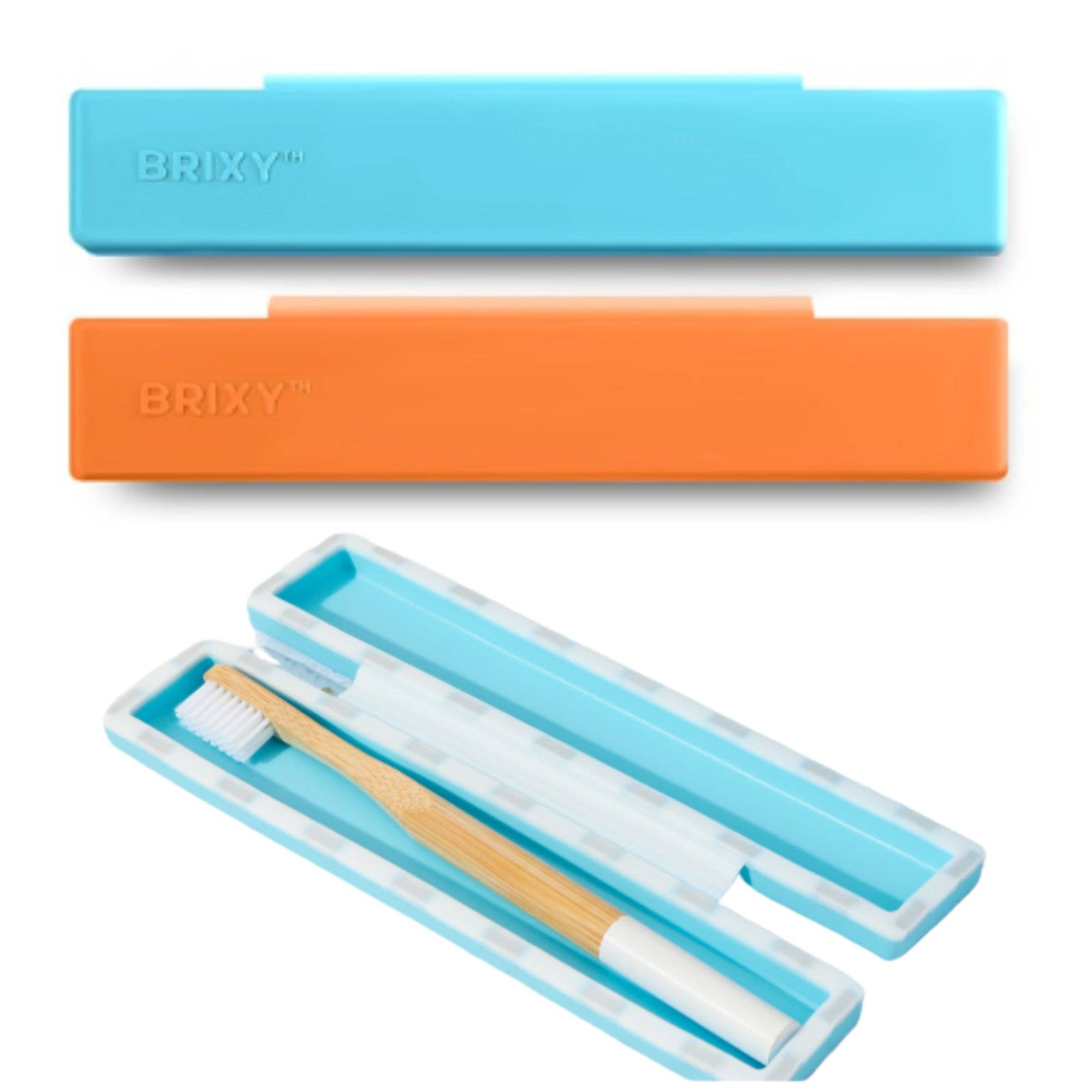 Silicone Toothbrush Travel Containers - Blue, Orange
