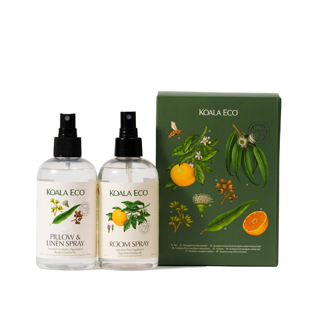 Room and Linen Aromatherapy Duo product view, two-piece room spray and linen mist set