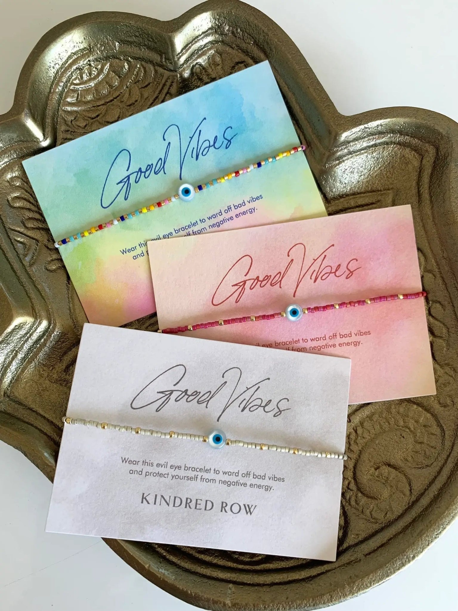 Evil Eye Beaded Bracelet, Rainbow - Free Living Co