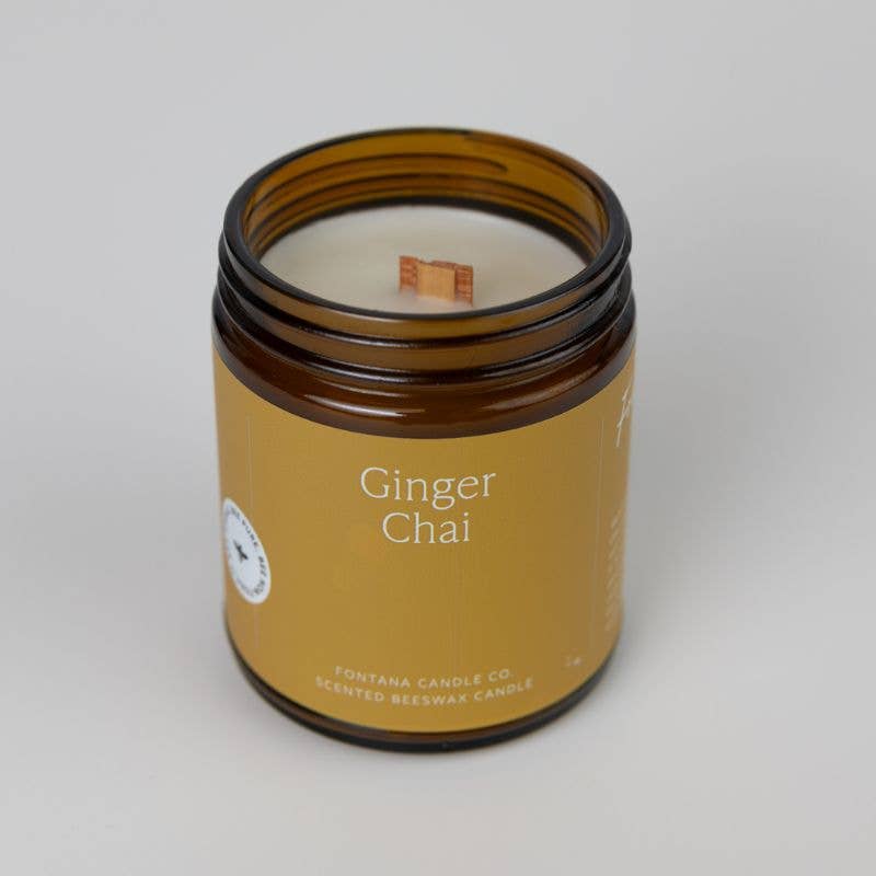 Ginger Chai Essential Oil Beeswax Jar Candle: Non - Toxic - Free Living Co