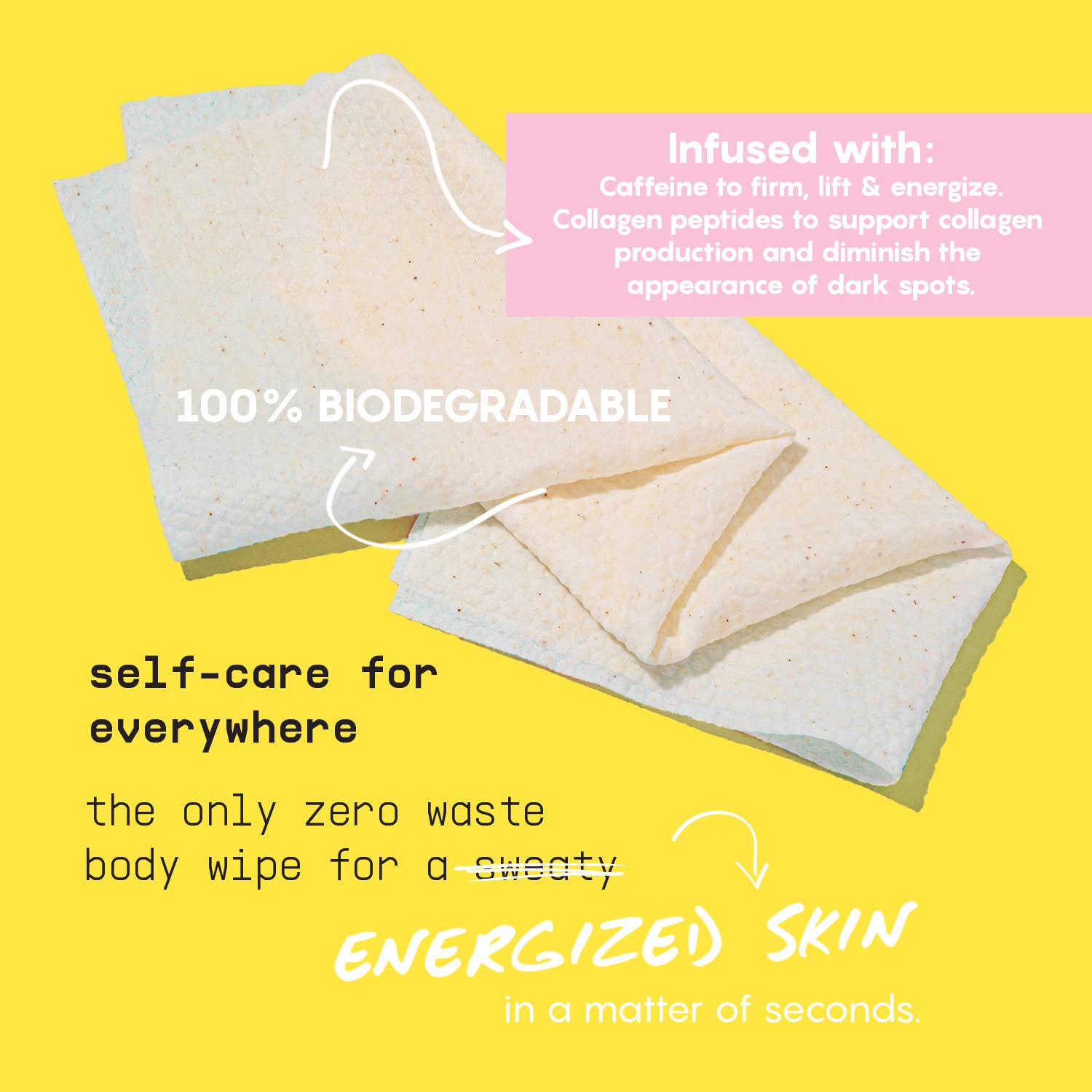 Glow Large Body Wipes with Glycolic Acid & Charcoal - Free Living Co