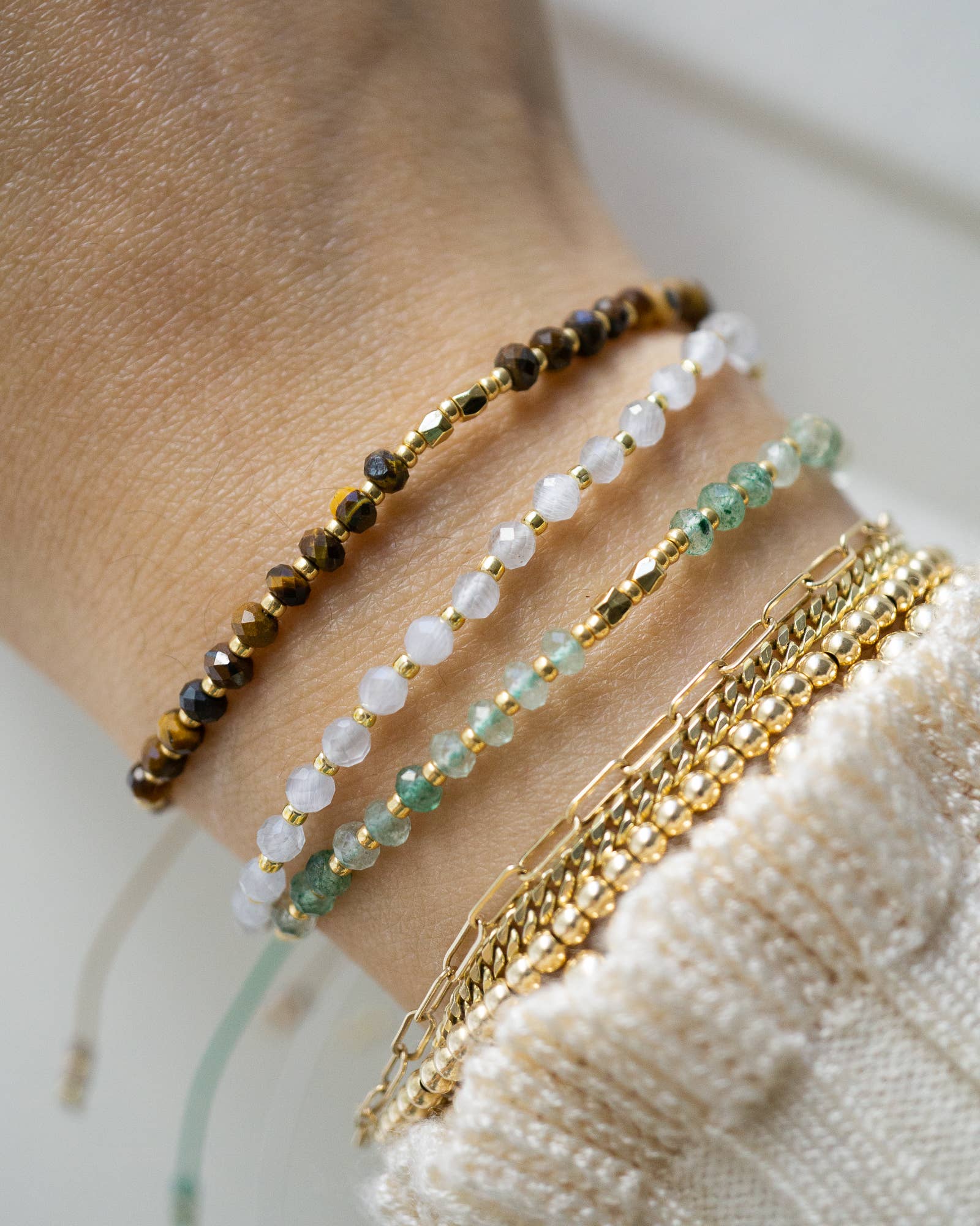 Green Aventurine Healing Gemstone Stacking Bracelet - Free Living Co