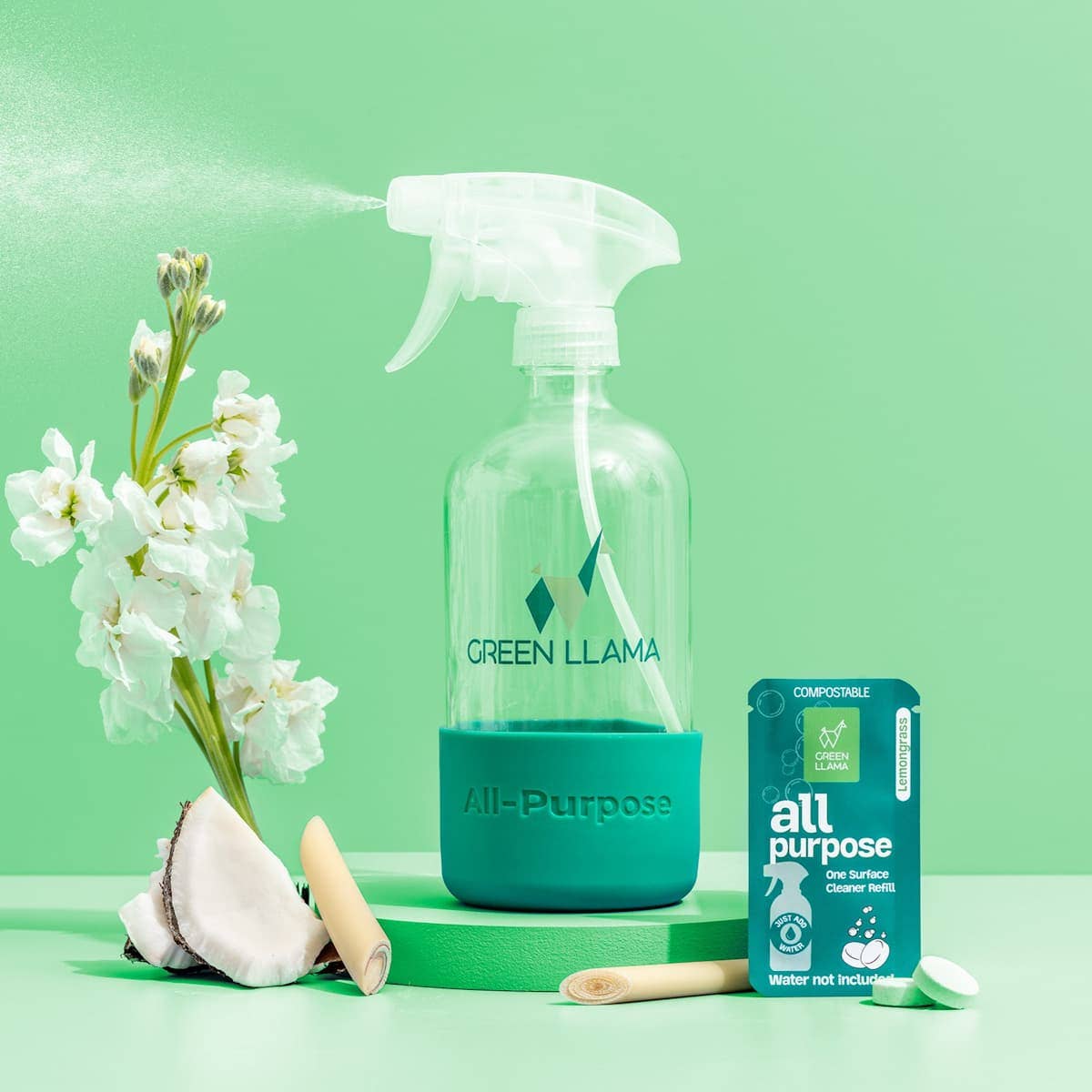 Green Llama Home Cleaning Kit - All-Purpose | Glass | Bath - Free Living Co