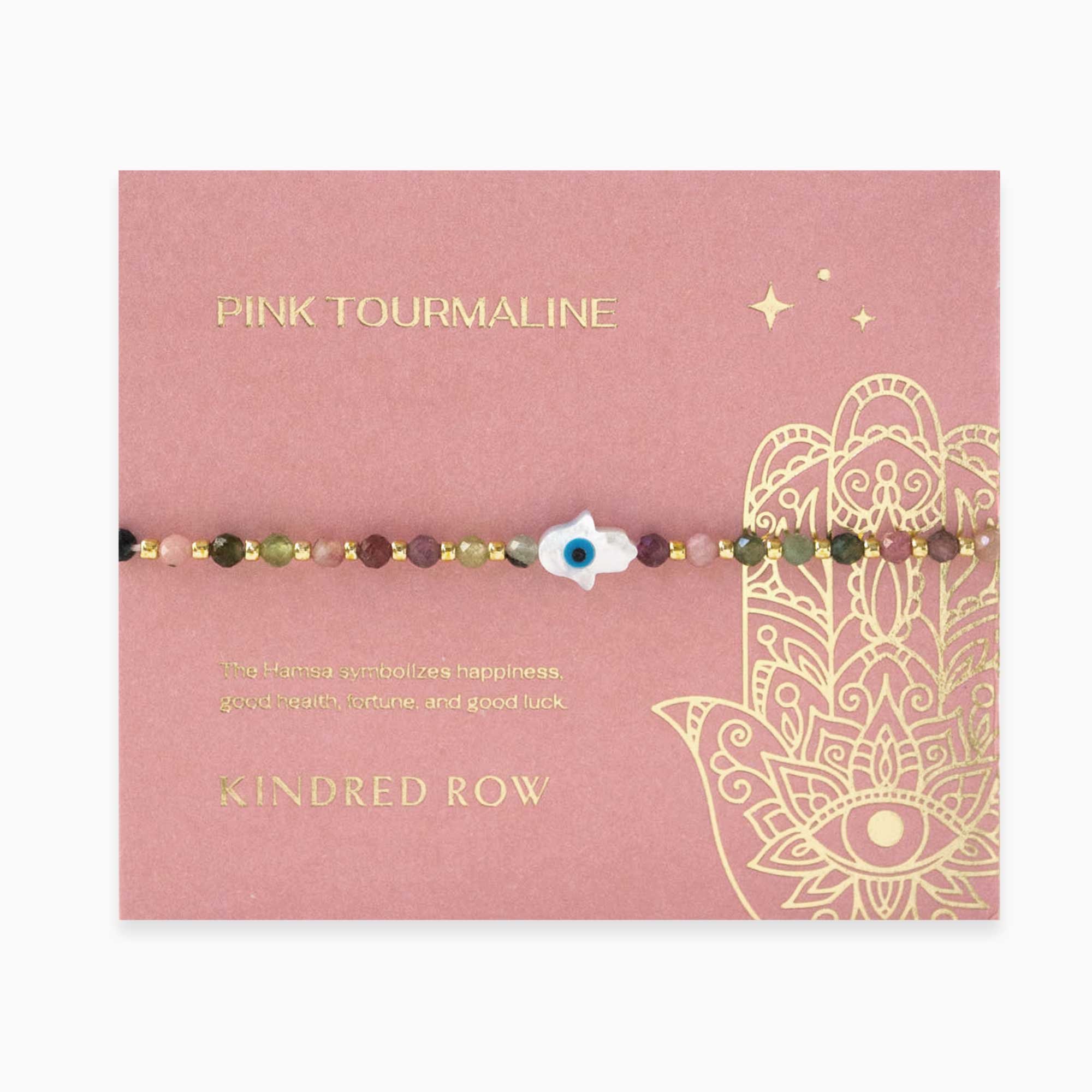 Hamsa Gemstone Bracelet, Pink Tourmaline - Free Living Co