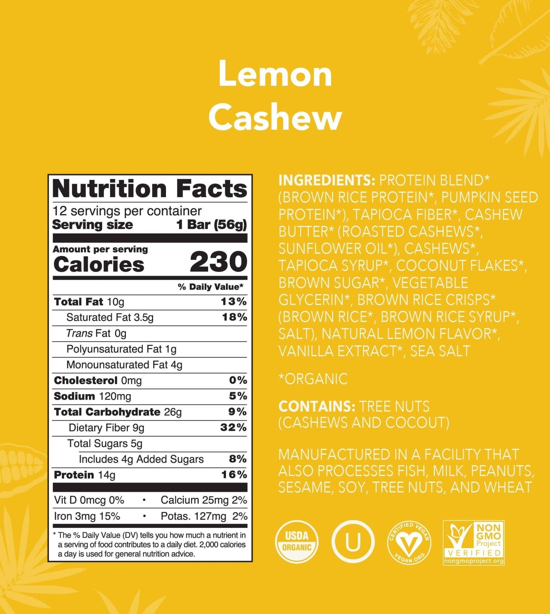 Lemon Cashew Protein Bar - Free Living Co