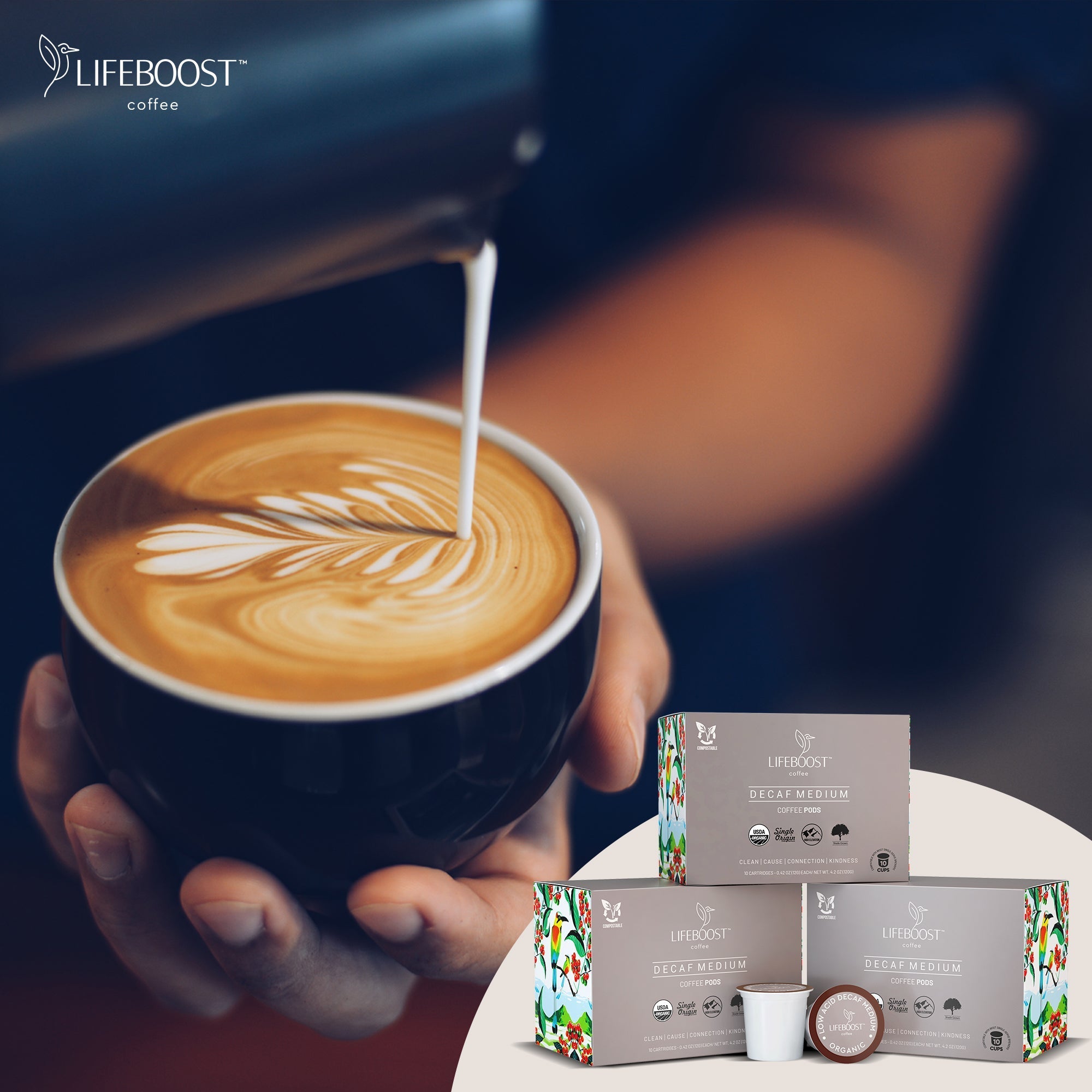 Medium Roast Decaf Coffee Pods - Free Living Co