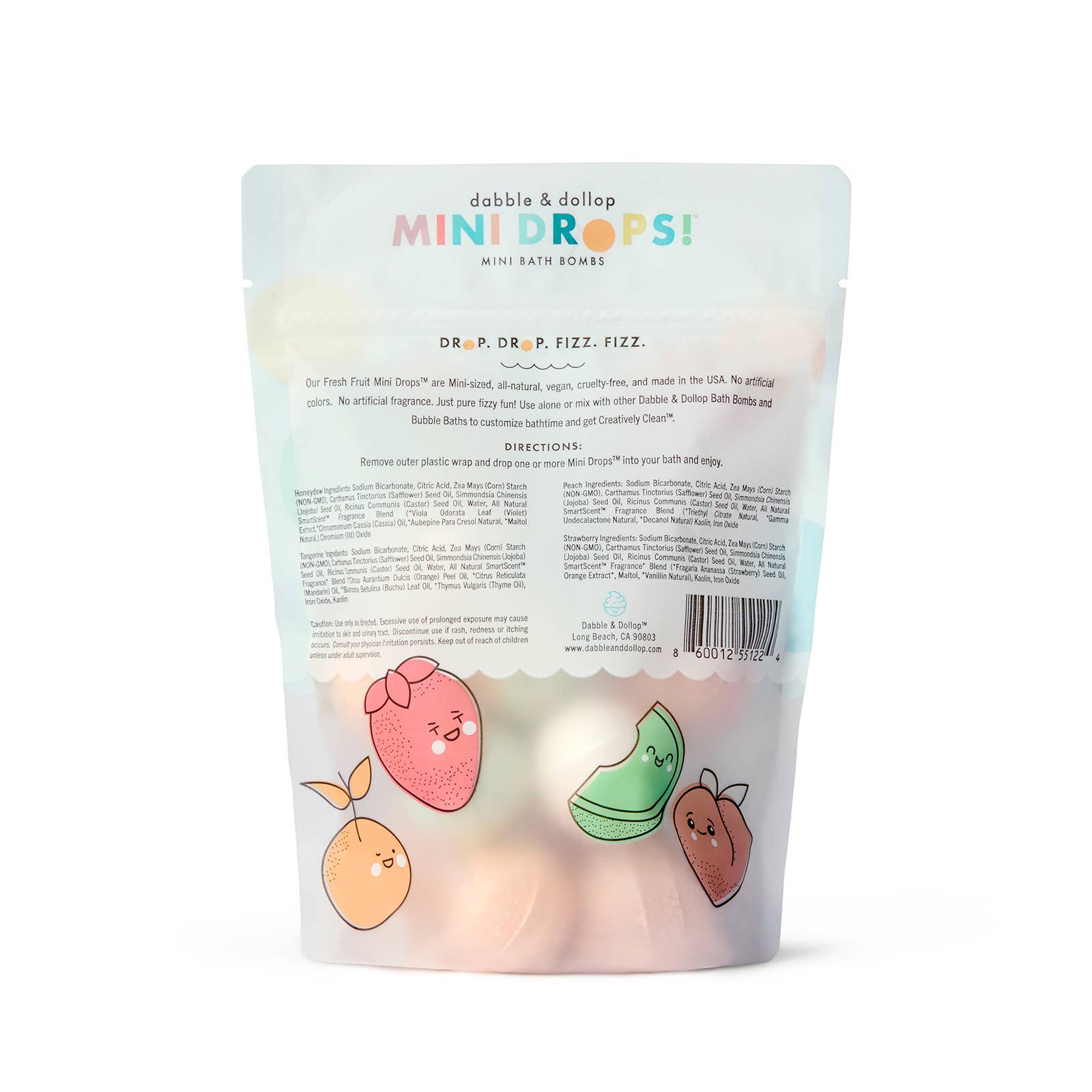Mini Drops® Bath Bombs - All - Natural Fresh Fruit - Free Living Co