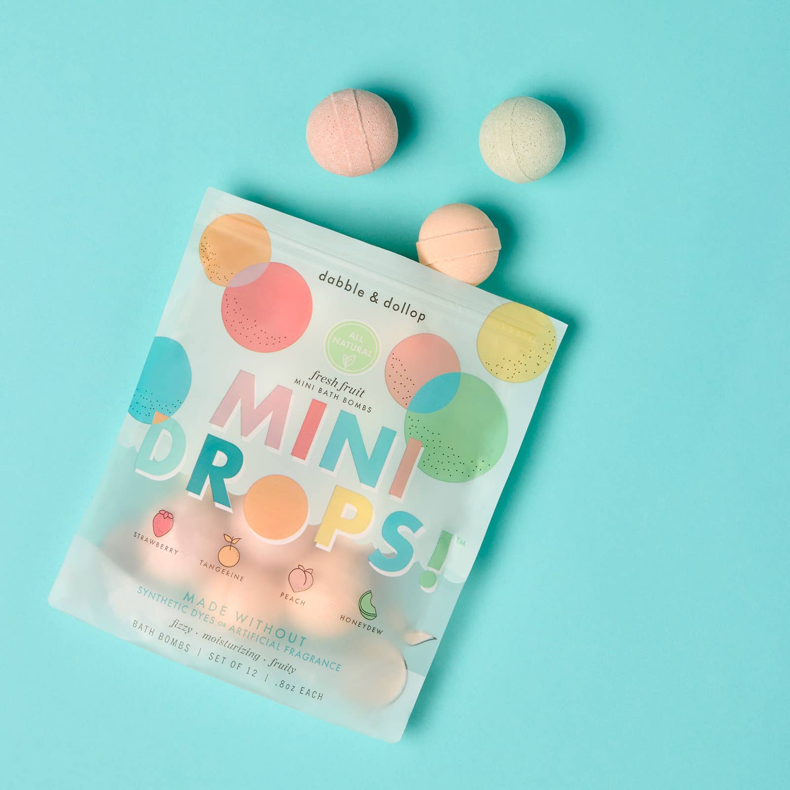 Mini Drops® Bath Bombs - All - Natural Fresh Fruit - Free Living Co