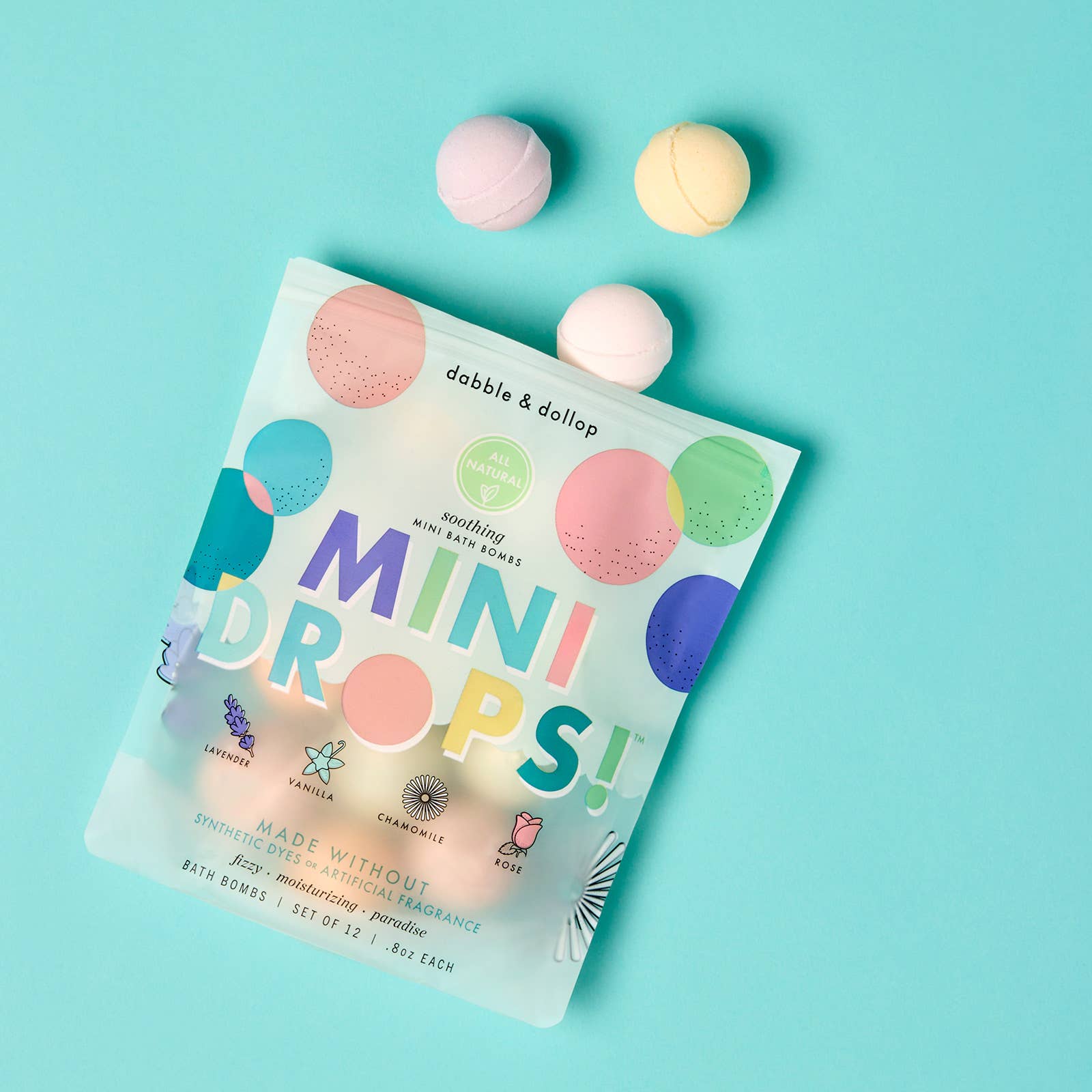 Mini Drops® Bath Bombs - All - Natural Soothing Scents - Free Living Co