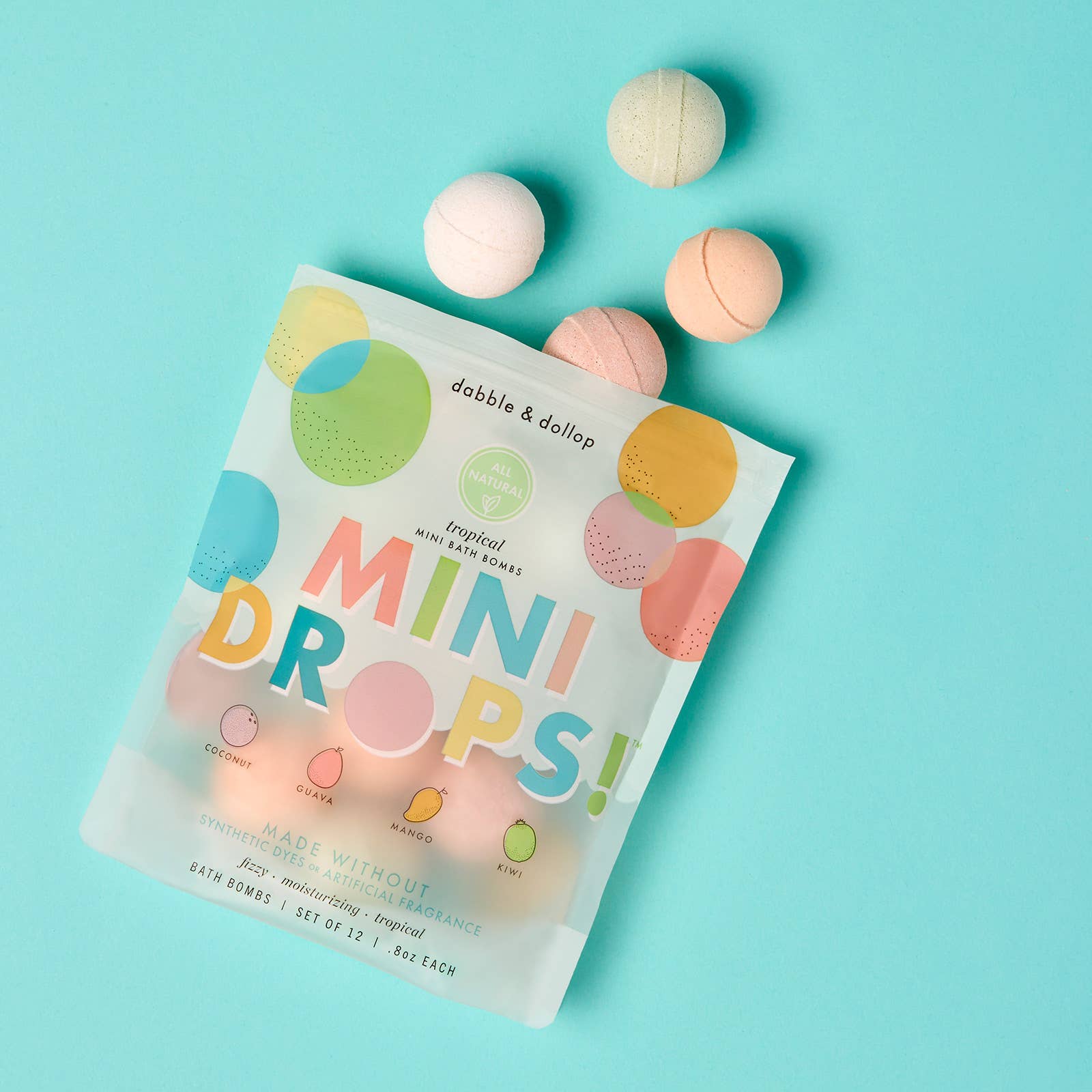 Mini Drops® Bath Bombs - All - Natural Tropical Scents - Free Living Co