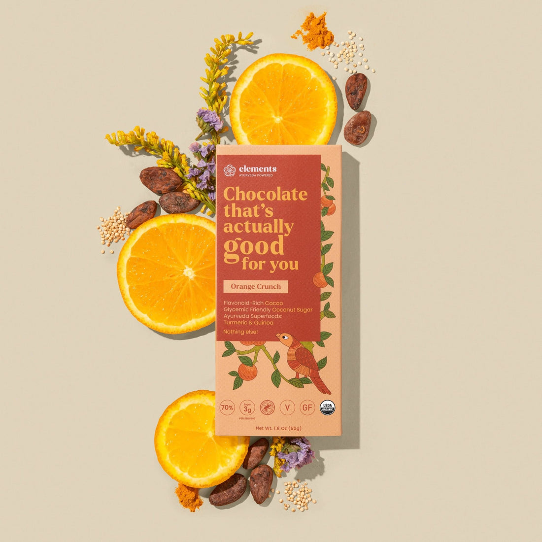Orange Crunch 70% Dark Chocolate Bar - Free Living Co