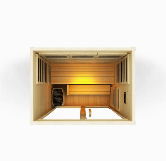 Outdoor Combination 2 Person Traditional Stone Heater + Low EMF/ELF Infrared Sauna - Free Living Co