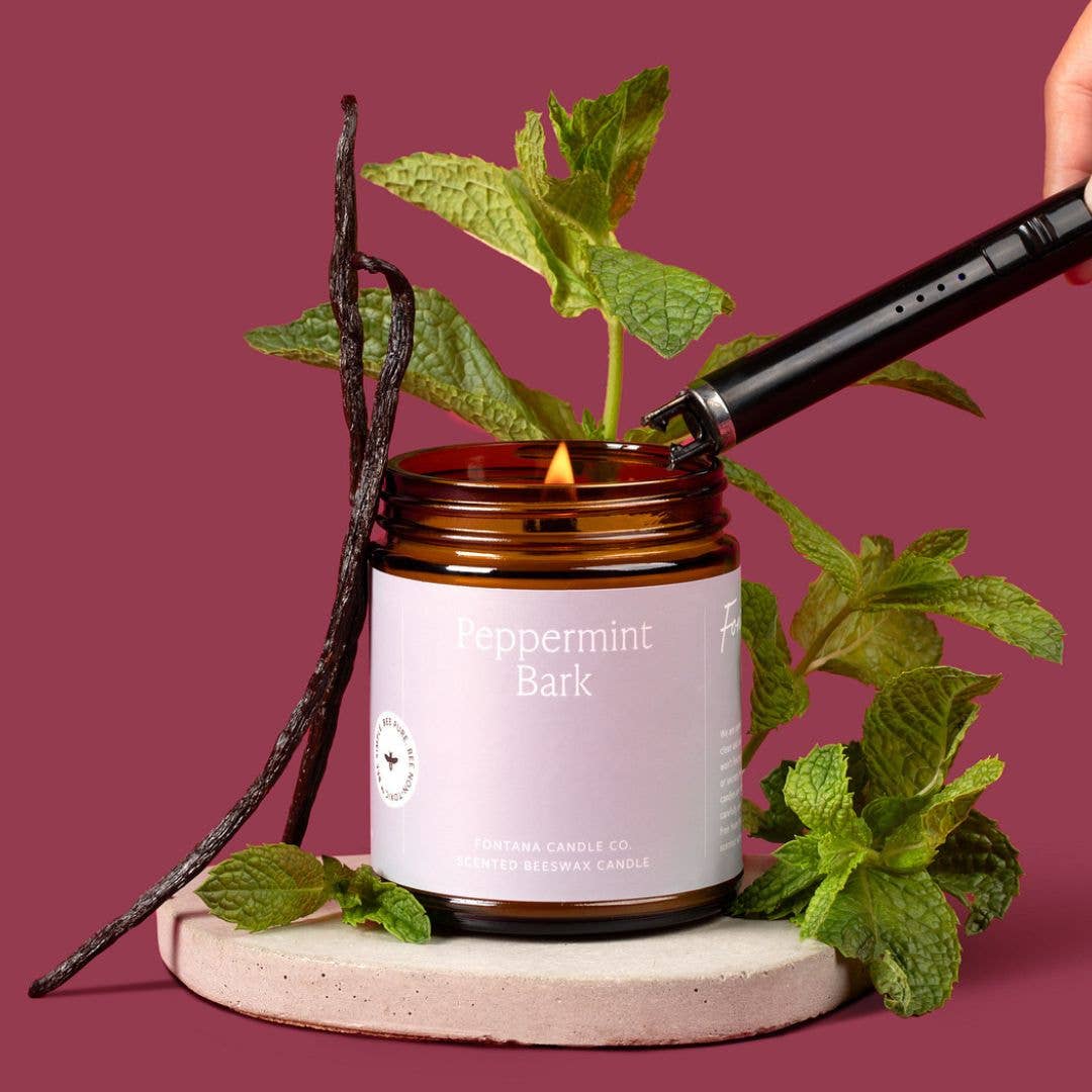 Peppermint Bark Essential Oil Beeswax Jar Candle: Non - Toxic - Free Living Co