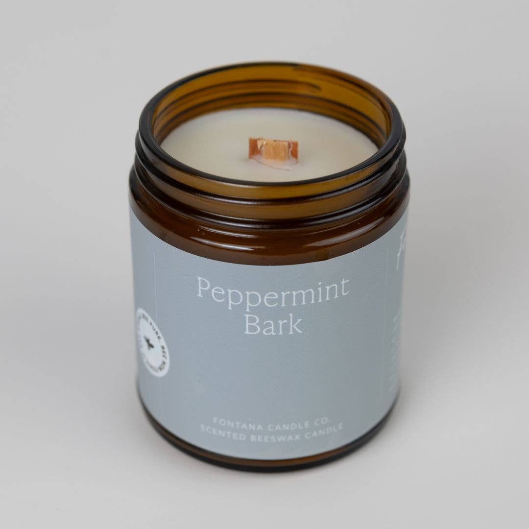 Peppermint Bark Essential Oil Beeswax Jar Candle: Non - Toxic - Free Living Co