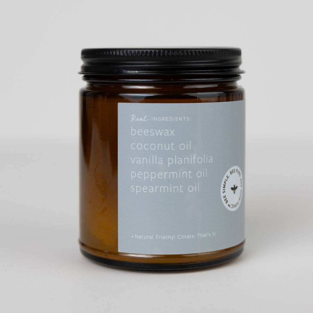 Peppermint Bark Essential Oil Beeswax Jar Candle: Non-Toxic - Free Living Co