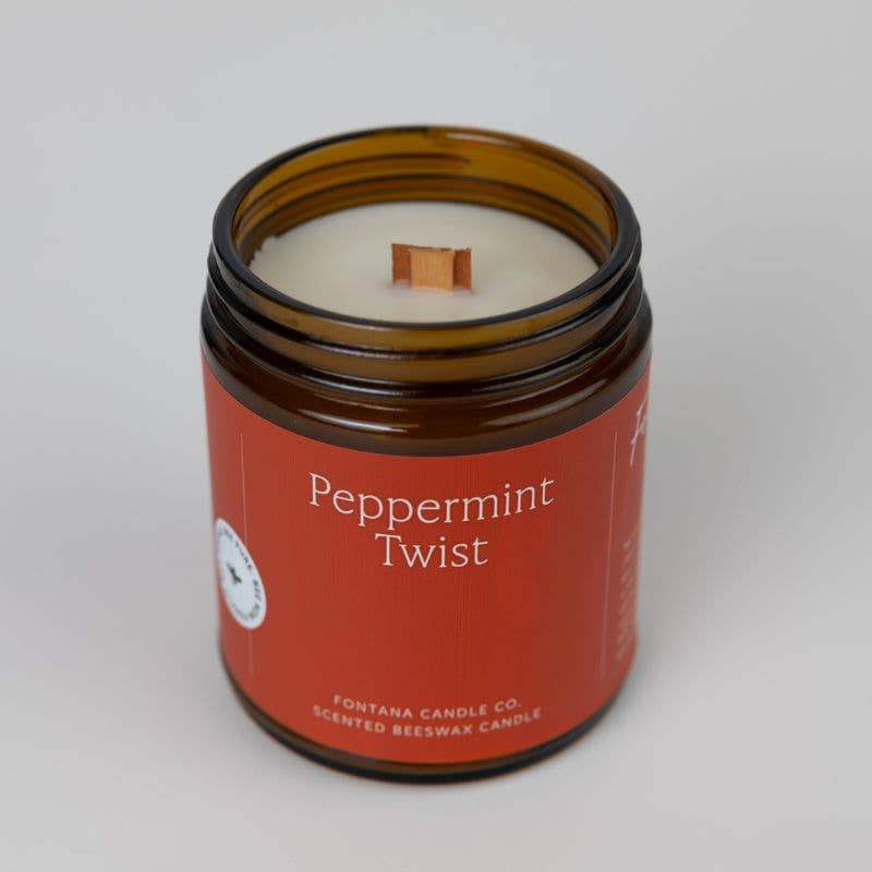 Peppermint Twist Essential Oil Beeswax Jar Candle: Non - Toxic - Free Living Co