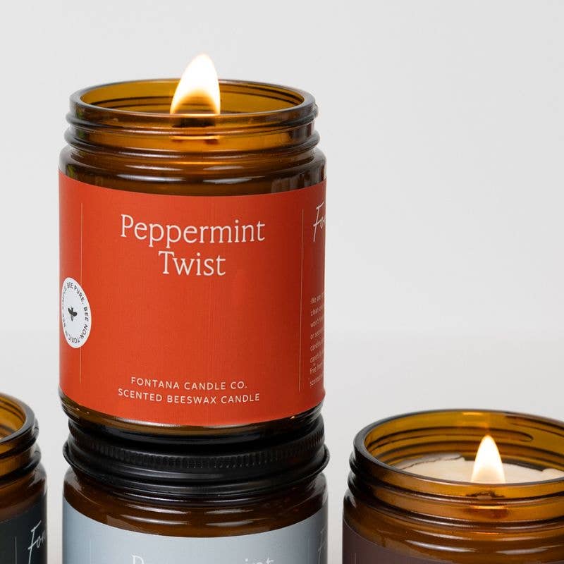 Peppermint Twist Essential Oil Beeswax Jar Candle: Non - Toxic - Free Living Co
