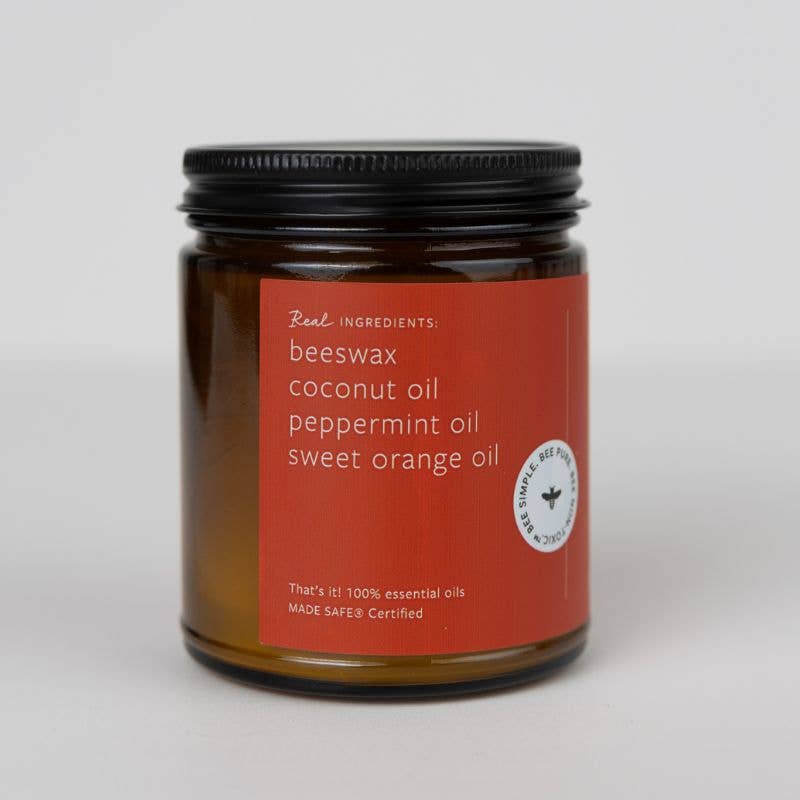 Peppermint Twist Essential Oil Beeswax Jar Candle: Non - Toxic - Free Living Co