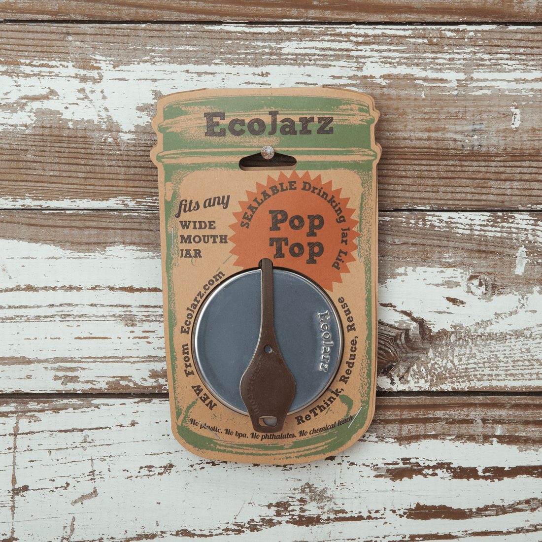 PopTop Sealable Drinking Jar Lid - Wide Mouth - Free Living Co