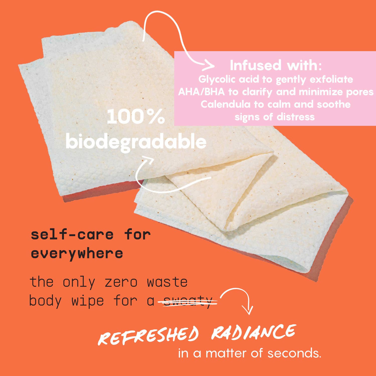 Refresh Face Wipes with AHA, BHA & Glycolic Acid - Free Living Co